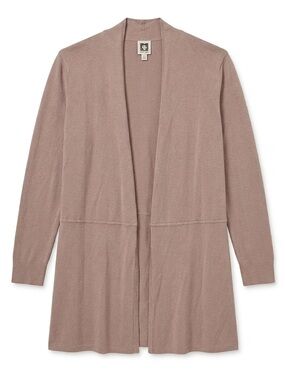 Anne Klein Open-Front Longline Cardigan - Taupe